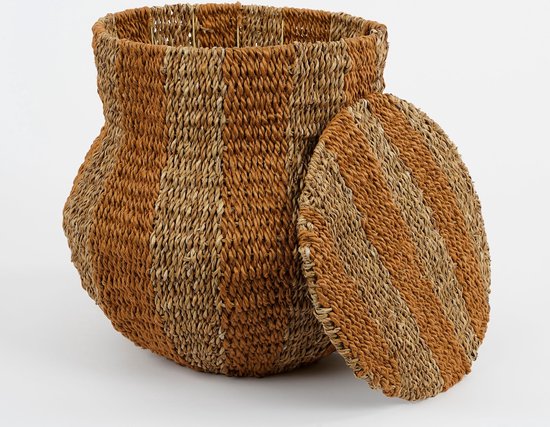Mica Decorations Tacoma Aufbewahrungskorb mit Deckel - H47 x Ø50 cm - Jute - Gelb