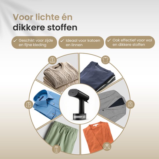 Vapore Clothes Steamer - Handheld Steamer 1640W - mit faltbarem Bügel & Aufbewahrungstasche - Steamer 360ML - Steamer für Kleidung und Möbel - 2.5m Kabel - Travel Kit