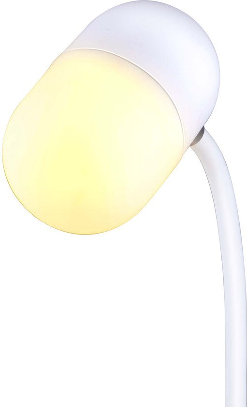 Grundig Schreibtischlampe Led 3-in-1 - Kabelloses Handy-Ladegerät mit Qi-Technologie - Bluetooth-Lautsprecher - Weiß