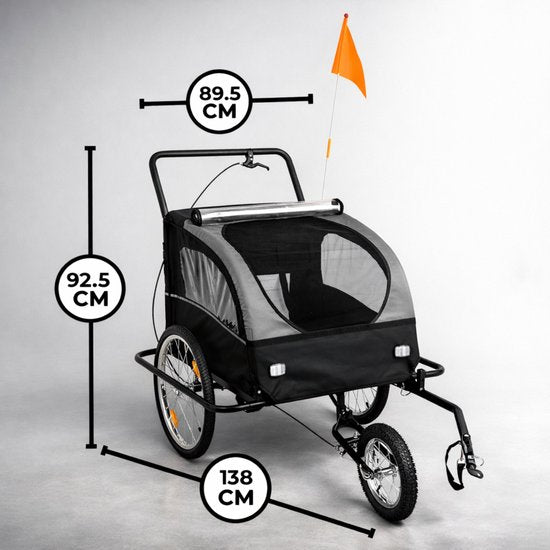 Outbee Fahrradanhänger für Kinder - 2 in 1 Fahrradanhänger und Kinderwagen - Kinderfahrradanhänger - Kinderbuggy - 3 Räder - mit Flagge