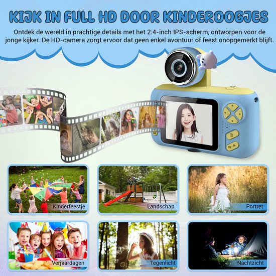 K&L Digitale Kinderkamera Kinder - Kinder Vlog Kamera - Kinderkameras Digital - Kameras Kinder - Kinderkamera - Blau