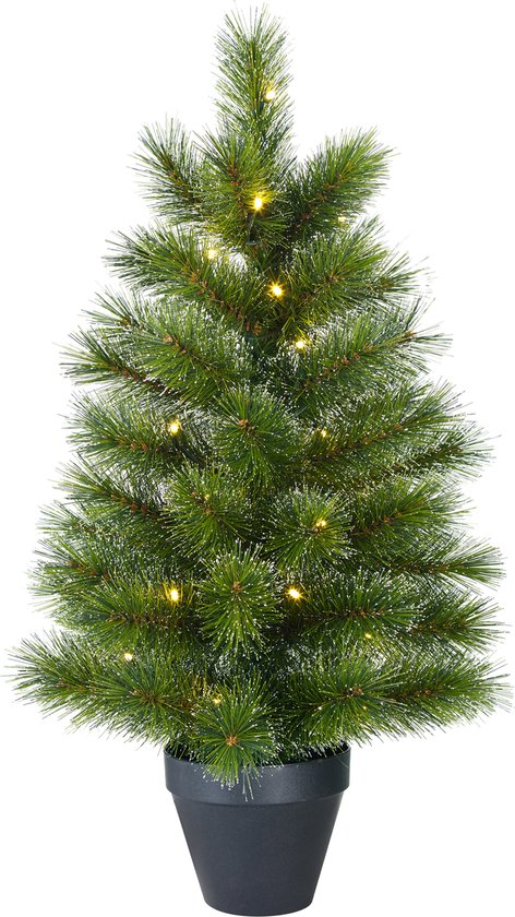 Black Box Trees Glendon Künstlicher Weihnachtsbaum im Topf mit 30 LED-Lichtern - H90 x Ø51cm - Grün