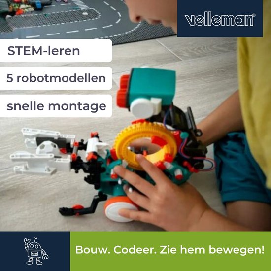 Lernroboter, 5-in-1-Baukasten, Roboter, Programmieren lernen, MINT-Bauspielzeug, Grundlagen des Programmierens lernen, ohne Computer oder App