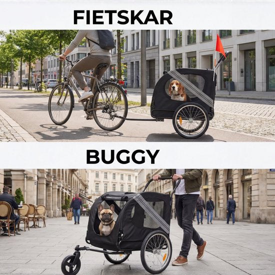 Outbee Hundefahrradanhänger - Hundefahrradanhänger faltbar - Hundeanhänger - 2-in-1 Hundefahrradanhänger - Hundebuggy - Max 35kg