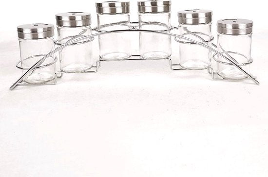 Gewürzregal - 7 Stück - Edelstahl und Glas