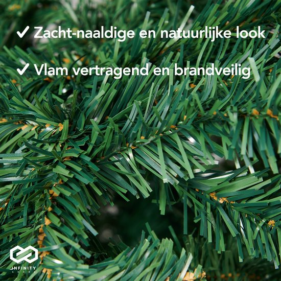 Infinity Goods Künstlicher Weihnachtsbaum mit LED-Lichtern - 240 cm - Realistischer Weihnachtsbaum aus Kunststoff - Metallständer - Grün