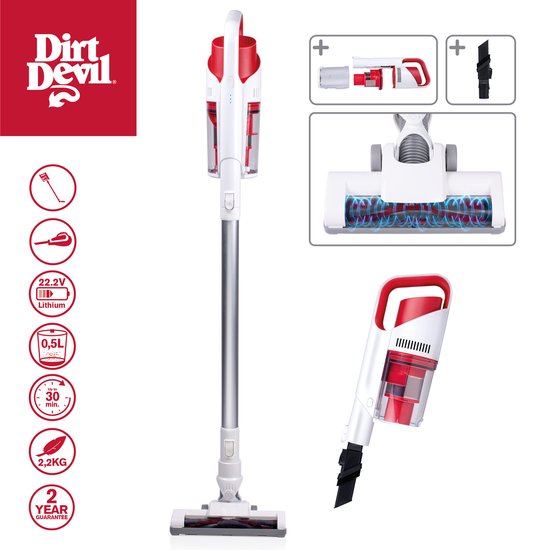 Dirt Devil Cordless Stick Staubsauger DD9002 - Beutelloser Staubsauger - Dust buster 150W - Inklusive Staubbürsten