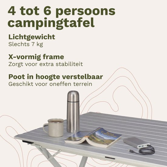 TRVLMORE Campingtisch - 120x70x70cm - Leichtgewicht mit Aluminiumrahmen - Klapptisch verstellbar - Campingtisch - Klapptisch - Schwarz