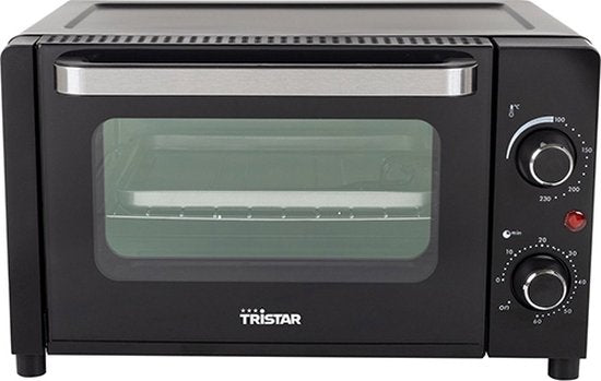 Tristar Camping Backofen OV-3615 - Backofen 10 Liter - 800 Watt - Freistehender kleiner Backofen mit Zubehör - Einstellbarer Thermostat: 100⁰ bis 230⁰ - Geeignet für Camping - Inklusive Backblech, Grillrost und Griff - Schwarz