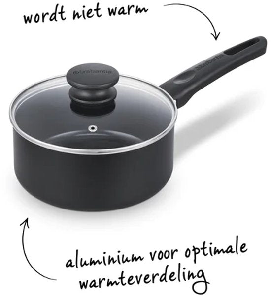 Brabantia Cooking Pleasure Set - 7-teilig - Induktion - Keramische Antihaftbeschichtung - 100% PFAS frei - Schwarz