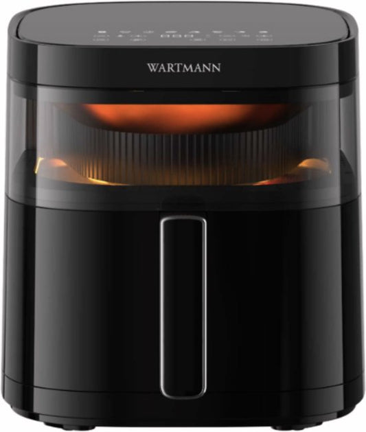 Wartmann Airfryer - PFAS-freie Heißluftfritteuse mit Sichtfenster - Neues Modell - 5,7 Liter - 10 Programme - 1700 Watt - Schwarz