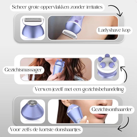 Sansbeauté® 7 in 1 Ladyshaves für Frauen - Gesicht - Achseln - Beine - Epilierer - Trimmer für Frauen & Damen - Bikini-Trimmer Damen - Rasierer Frau