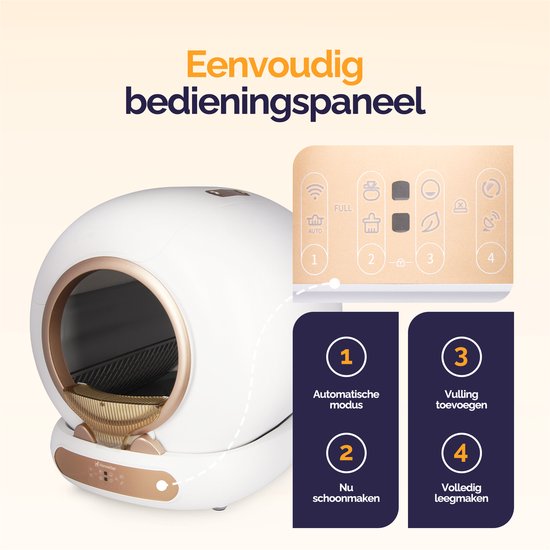 Quadruped Fresh 3 - Automatische Katzentoilette - Selbstreinigend - Gesteuert über App - 65L - inkl. Matte und 3 Rollen Sammelbeutel