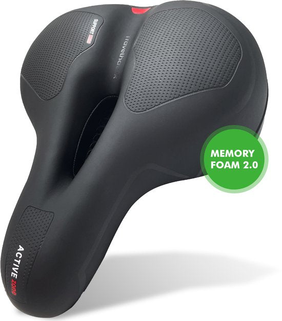 Travelhawk Fahrradsattel - City-Sattel - Extra komfortabel - Belüftung - Unisex - Schwarz