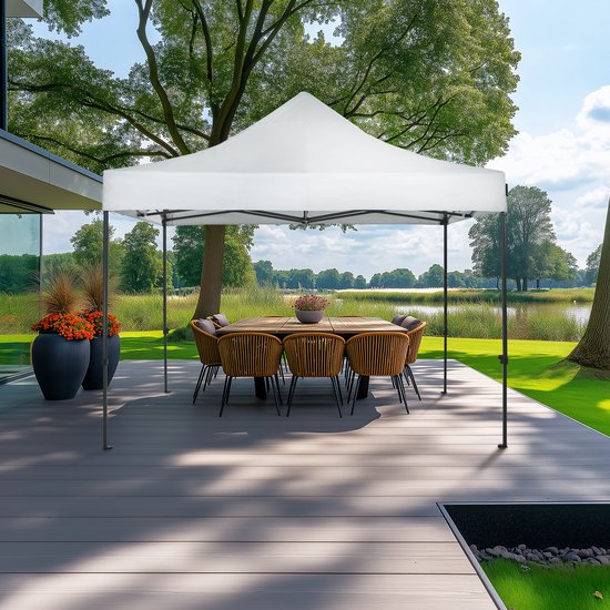 VONROC Partyzelt - 3x3 m - Premium easy-up Partyzelt - Modulares Design - Faltbar - Wasserdicht - Stahlrahmen - 50+ UV Schutz - Inklusive Aufbewahrungstasche - Weiß