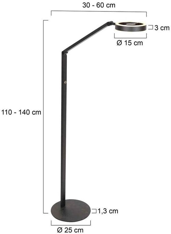 Steinhauer Stehleuchte - Metall - Ø 25cm - Schwarz