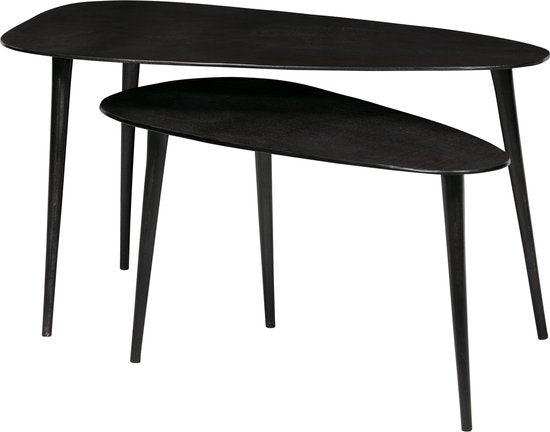 WOOOD Dreieckiger Beistelltisch - Metall - Schwarz Nickel - 49x89x49 - 2er Set
