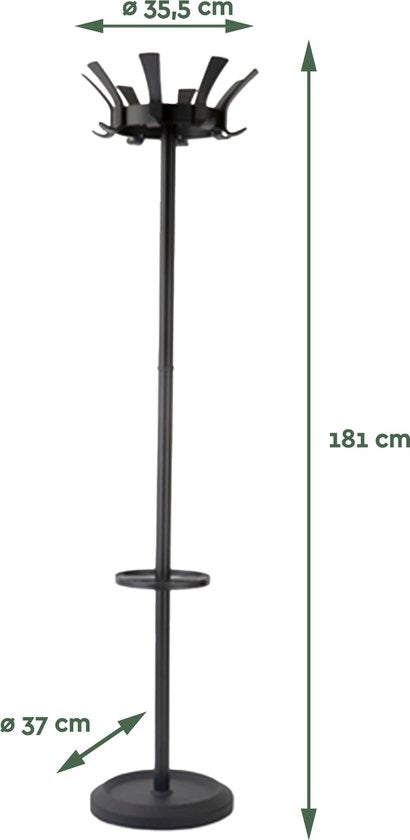 BRASQ Garderobenständer London CS300 - Schwarz - Stahl - Garderobenständer stehend - 181 cm - Modern