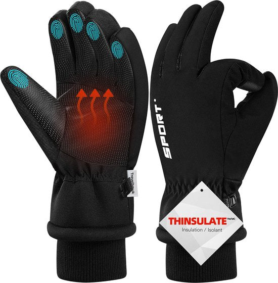 Travelhawk Touchscreen Handschuhe - Extra Warm - Spritzwassergeschützte Handschuhe Herren - Handschuhe Damen - Handschuhe Winter - Scooter/Bike - Schwarz - L/XL