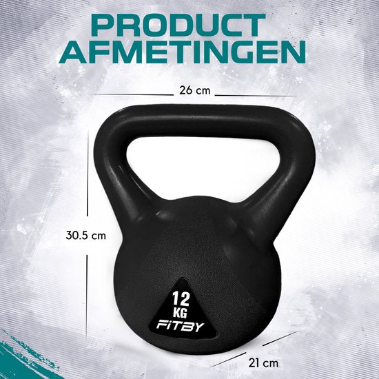 Fitby Kettlebell 12KG - Kettlebell - Fitness - Gewichte - Geeignet für CrossFit & Fitness - Fitness Training - Schwarz