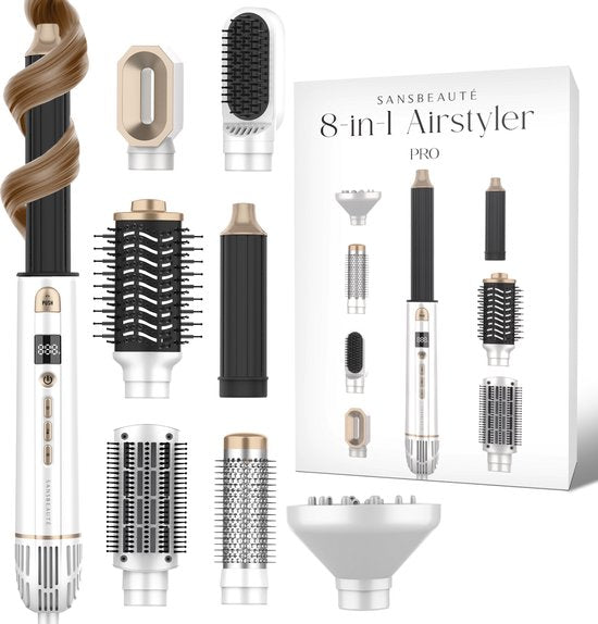 Sansbeauté® 8-in-1 Airstyler - Mit Diffusor - Föhnbürste - Weiß