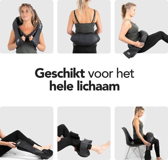 Infinity Goods Shiatsu Massagekissen - Nacken- und Rückenmassage - Wärmefunktion mit Infrarot - 8 verstellbare Massageköpfe - Schwarz