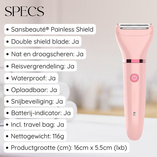 Ladyshave Gesichtsbehandlung - Achselhöhlen - Beine - Bikinizone - Rasierer Frau - Elektrischer Epilierer - Gesichtsenthaarung Damen - Trimmer Frau - Ladyshaves Bikini - USB Wiederaufladbar