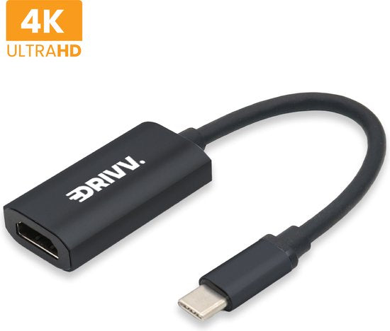 Drivv. USB C zu HDMI Adapter - Unterstützt 4K 60Hz - Typ C zu HDMI - Thunderbolt 3 - Schwarz