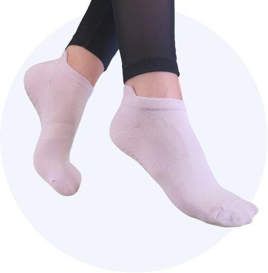 Hilvard Yoga Socken - Pilates Socken - Knöchelsocken - 3 Paar - Flieder - Anti-Rutsch Socken - Einheitsgröße