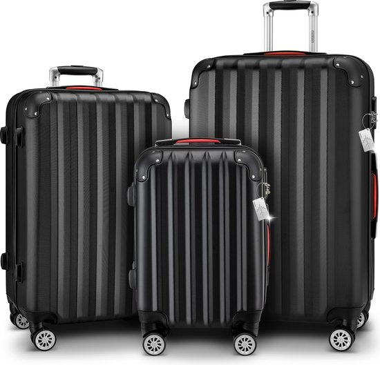 MONZANA 3-teiliges Hartschalenkoffer-Set - Koffer M L XL Handgepäck- Schwarz
