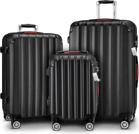 MONZANA 3-teiliges Hartschalenkoffer-Set - Koffer M L XL Handgepäck- Schwarz