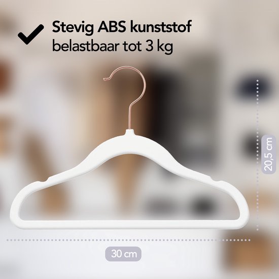 Brixy 50 Baby Kleiderbügel - Weiß - Kinderkleiderbügel - Kleiderbügel aus Samt - Hosenbügel