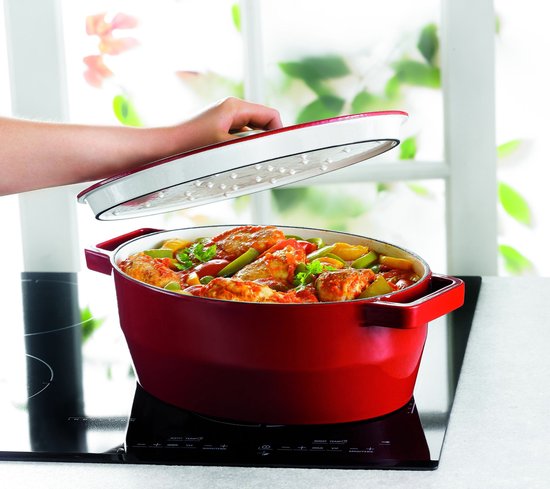 Pyrex Slowcook Kasserolle Oval - Gusseisen - 5,8 Liter - Rot