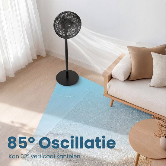 Auronic Stativventilator - Standventilator - höhenverstellbar - drehbar - flüsterleise - 3 Geschwindigkeiten - leiser Ventilator - schwarz