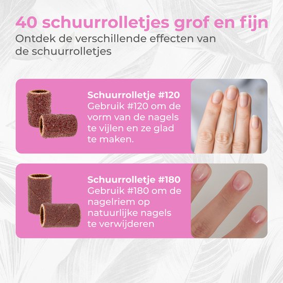 Nuvance Elektrische Nagelfeile - 15000 RPM - Nagelfräse - 12 Bits - 40 Schleifrollen - Maniküre & Pediküre Set