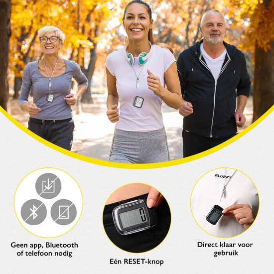 Zoluko Schrittzähler - Inkl. Batterie, Trageclip, Tragekordel und E-Book - 3D-Technologie - Großer Bildschirm - Hosentaschen-Schrittzähler - Schrittzähler - Activity Tracker - Activity Tracker - Schrittzähler Clip - Schrittzähler - Schwarz