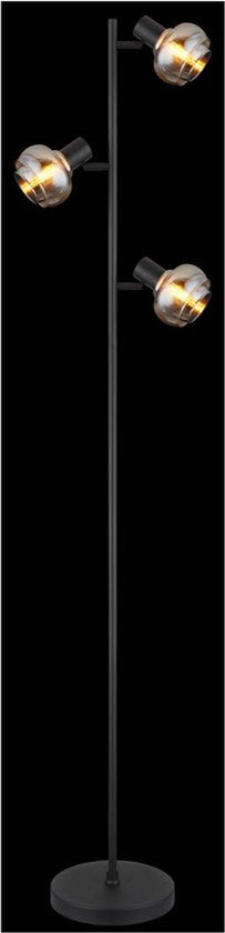 Stehleuchte TOKKI Glas 154.0cm Matt schwarz | geräuchert E14 3-Licht