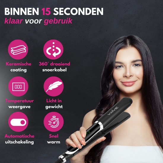 VAIVE Glätteisen - 2 in 1 - Glätten und Locken - Keramik - 60ºC - 230ºC - Lockenstab