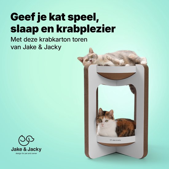 Jake und Jacky Kratzkarton für Katzen – Kratzbaum aus Karton – Kratzbrett – Kratzkorb – Kratzmöbel – Kratzmatte aus Karton – Katzenkorb – Katzenbett – Katzenturm – 52 x 52 x 58 cm