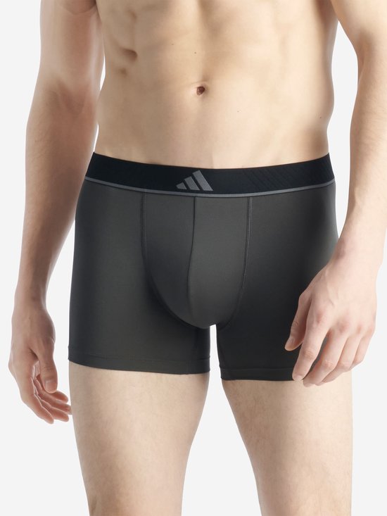 adidas Active Flex 3er-Pack Mikrofaser Boxershorts - Herren - Sportunterwäsche - Stretch - feuchtigkeitsregulierend - Schwarz/Grau - Größe XL