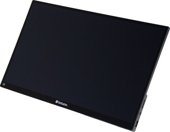 Verbatim - 15,6" tragbarer 4K-Touchscreen-Monitor PMT-15-4K - 357,1 x 215 x 12 mm - mit IPS-Technologie und HDR sowie 10-Punkt-Multi-Touch und verstellbarem Ständer - für Spiele und den geschäftlichen Einsatz - Schwarzes Aluminium