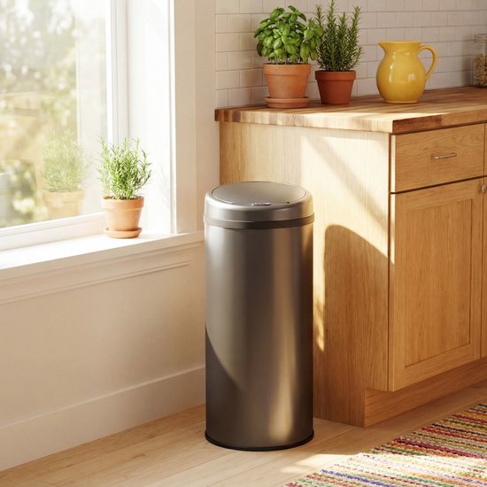 Bayt Mülleimer - Mülleimer 50 Liter - Mülleimer mit Sensor - Abfalleimer - Mülleimer - Abfalleimer - Schwarz