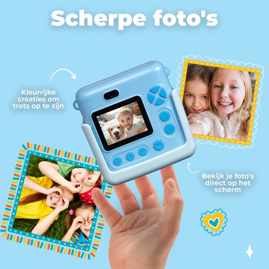 Denver Kinderkamera Full HD mit Drucker - Selfie-Kamera - 20MP - Blau