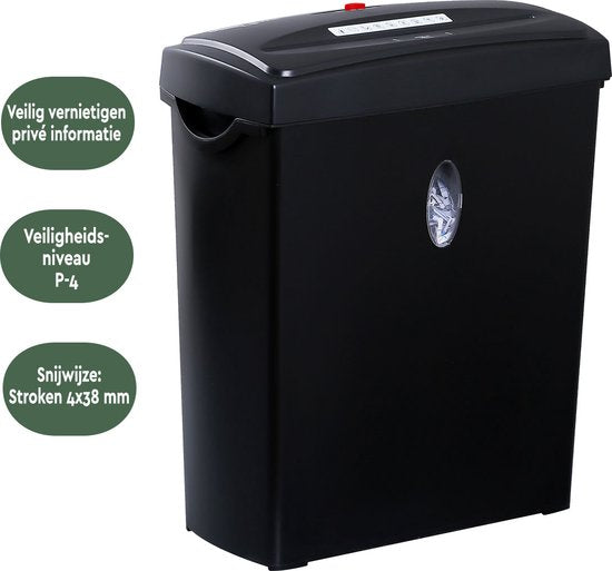 BRASQ Aktenvernichter - PS406 - 11L Auffangbehälter - P4 Standard - 6 Blatt - Kreditkartenvernichter - Schwarz