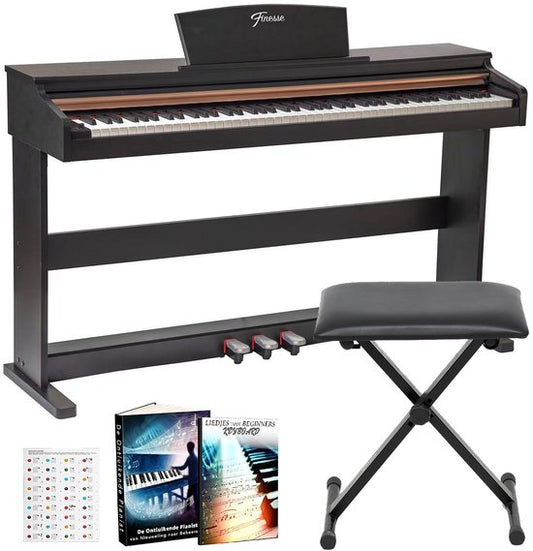 Finesse Digital Piano - 88 gewichtete Tasten - mit Rahmen, Pedalen & Hocker - Keyboard Piano - Electric Piano - Erwachsene & Kinder
