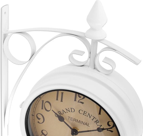 Monzana Retrostyle Bahnhofsuhr/Uhr - 29 x 9,5 x 32,5 cm -Weiß