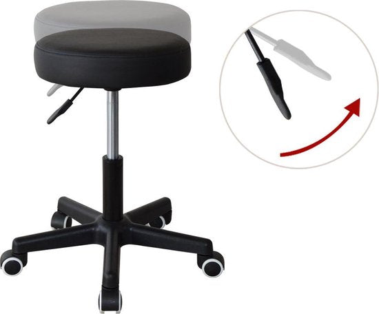 VDD Bürohocker - Schreibtischhocker - Arbeitshocker - Höhenverstellbar - Schwarz