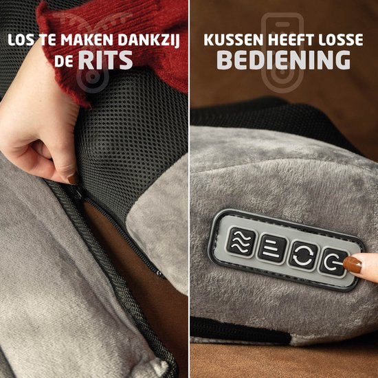 BREND BR-2230 Elektrische Massagematte und Kissen - Massagematratze mit Wärme, 5 Vibrationsmodi und 3 Intensitäten - Massagekissen - 170X55 CM - Grau