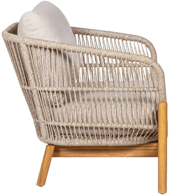 Sessel Braun/Beige - Akazienholz & Textil - 78,5x86x72 cm - Sessel Terracina - House Nordic