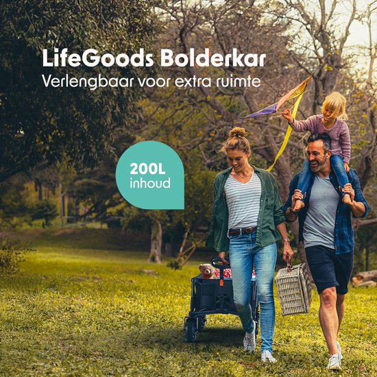 LifeGoods Wagon - Faltbarer Wagen - 130KG - 200L - faltbar - mit Schutzhülle - Schwarz